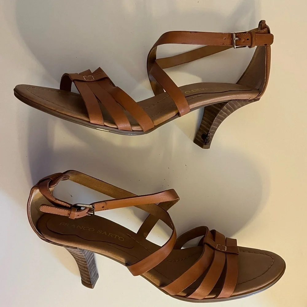Franco Sarto Brown Strappy Kitten Heels
